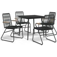 vidaXL 5 Piece Garden Dining Set Black PVC Rattan, Black
