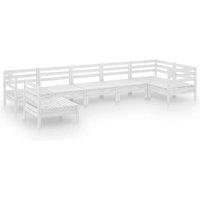 vidaXL 7 Piece Garden Lounge Set Solid Pinewood White, White