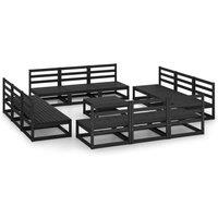 vidaXL 13 Piece Garden Lounge Set Black Solid Pinewood, Black