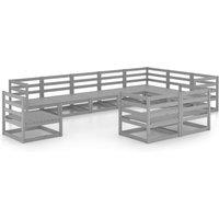 vidaXL 10 Piece Garden Lounge Set Grey Solid Pinewood, Grey