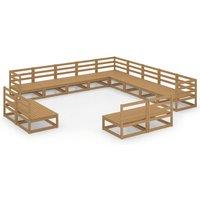 vidaXL 13 Piece Garden Lounge Set Honey Brown Solid Pinewood, Brown