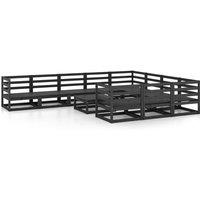 vidaXL 11 Piece Garden Lounge Set Solid Pinewood, Black