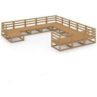 vidaXL 12 Piece Garden Lounge Set Solid Pinewood, Brown