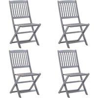 vidaXL Folding Outdoor Chairs 4 pcs Solid Acacia Wood, Grey