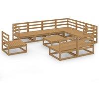 vidaXL 10 Piece Garden Lounge Set Honey Brown Solid Pinewood, Brown