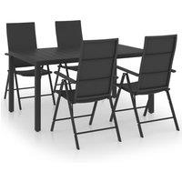 vidaXL 5 Piece Garden Dining Set Black, Black