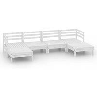 vidaXL 6 Piece Garden Lounge Set White Solid Wood Pine, White