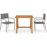 vidaXL 3 Piece Garden Dining Set Grey, Grey