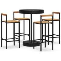 vidaXL 5 Piece Garden Bar Set Black Poly Rattan&Solid Wood Acacia, Black