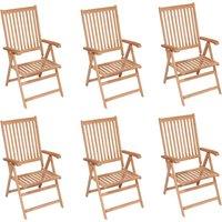vidaXL Reclining Garden Chairs 6 pcs Solid Teak Wood, Brown
