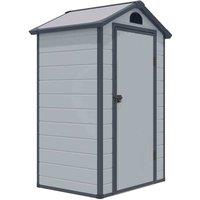 Rowlinson Airevale 4X3 Plastic Apex Shed Light Grey With Foundation Kit & Assembly, Grey