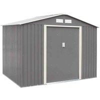 Rowlinson Trentvale 8X6 Metal Apex Shed Light Grey With Foundation Kit, Grey
