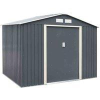 Rowlinson Trentvale 8X6 Metal Apex Shed Dark Grey With Foundation Kit, Grey