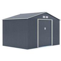 Rowlinson Trentvale 10X8 Metal Apex Shed Dark Grey With Foundation Kit, Grey