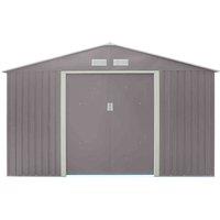 Rowlinson Trentvale 10X12 Metal Apex Shed Light Grey With Foundation Kit, Grey