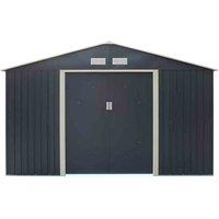 Rowlinson Trentvale 10X12 Metal Apex Shed Dark Grey With Assembly, Grey