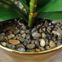 Orchid Artificial Purple White 50Cm Gold Pot Phalaenopsis Botanik, Pink