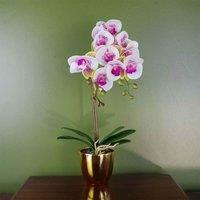 Orchid Artificial Pink With Gold Pot 48Cm Harlequin Botanik, Pink
