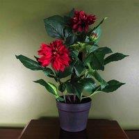 Artificial Dhalia Plant Flowers Flowering Plant Red Botanik, Red