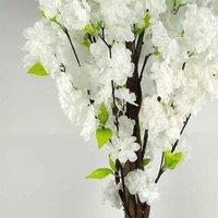 Artificial Blossom Tree White 150Cm 5Ft Realistic Faux House Plant Fully Potted Botanik, White