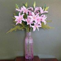 Glass Vase Tall Pink Square Glass Vase 49Cm Botanik, Pink