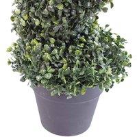 Pair Of 90Cm 3Ft Tall Artificial Boxwood Tower Trees Topiary Spiral Metal Top Botanik, Green