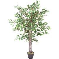 Artificial Ficus Tree Plant White Edge Twist 130Cm Realistic House Plants Botanik, Green