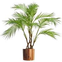 Large Artificial Palm Tree Natural Areca 90Cm 3Ft Copper Planter Realistic Botanik, Green