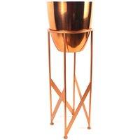 Artificial YUKka Plant Metal Planter Stand Copper 90Cm Tall Realistic Premium Botanik, Orange