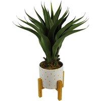 Artificial YUKka Tropical House Plant Plastic Pot 55Cm Faux House Plants Botanik, Green