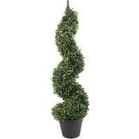 Leaf 90Cm 3Ft Tall Artificial Boxwood Tower Tree Topiary Spiral Metal Top, Green