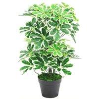 Leaf Artificial Schefflera Arboricola Plant Plastic Pot 55Cm, Green