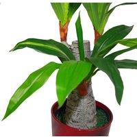 Leaf 75Cm Artificial Dracaena Plant - Wide Trunk Triple Branch Large, Green