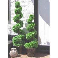 120Cm Green Large Leaf Spiral With Decorative Planter, Green
