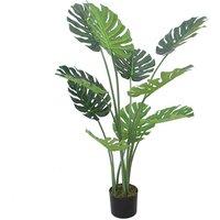 Leaf 120Cm 4Ft Luxury Monstera Plant Black Pot, Green