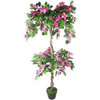 Leaf Artificial Blossom Tree 140Cm Rhododendron Pink Trunk, Pink