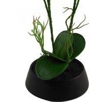 Leaf 43Cm Large Pink Yellow Artificial Orchid In Ceramic Planter, Pink