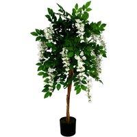 Leaf Artificial 130Cm Luxury Artificial Wisteria Tree White Flowers - Premium Range, Green