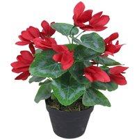 Leaf Artificial Red Flower Plant Cylamen Green Red 38Cm Plants, Red