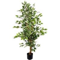 Leaf Artificial Ficus Tree Plant 130Cm White Trees Trunk, Green