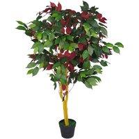 Leaf Artificial Ficus Tree Plant 120Cm Red Green Plants, Red