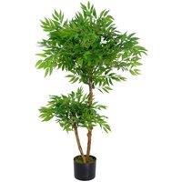 Leaf Artificial Ficus Tree Plant 100Cm Ruscus Ficus Trunk, Green