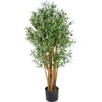 Artificial 125Cm Leaf Design UK Realistic Artificial Olive Tree In Black Plastic Pot, Green