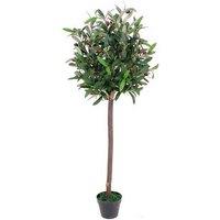 120Cm Leaf Design UK Realistic Artificial Olive Tree In Black Plastic Pot, Green