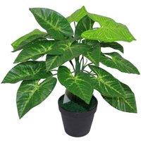 45Cm Leaf Design UK Realistic Large Artificial Foliage Plant With Pot, Green