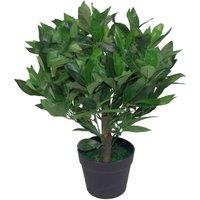 50Cm Leaf Design UK Artificial Realistic Bay Laurel Topiary Ball Tree, Green