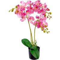 Leaf Artificial Orchid Flower Display In Pot 60Cm Pink, Green