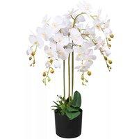85Cm Leaf Design UK Realistic Artificial Orchid Flower Display In Pot, Green