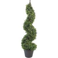 Leaf Artificial Boxwood Spiral Tree Topiary 90Cm Buxus Spiral Single, Green
