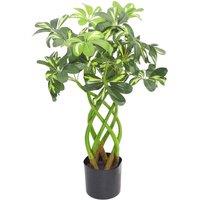 Leaf 70Cm Artificial Plant Bonsai Bush Twisted Stem Golden Capella, Green